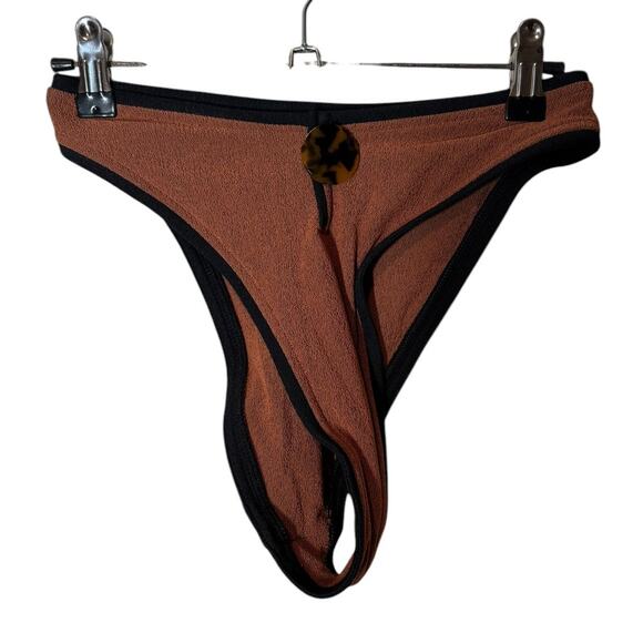 New Same Los Angeles Grace Bikini Bottom Burnt Sienna Black Small High Cut - Picture 5 of 9